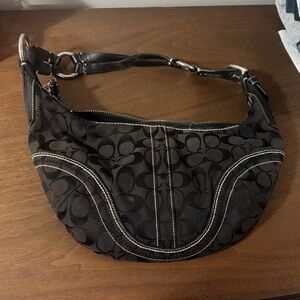 Coach Black Signature Hobo Bag